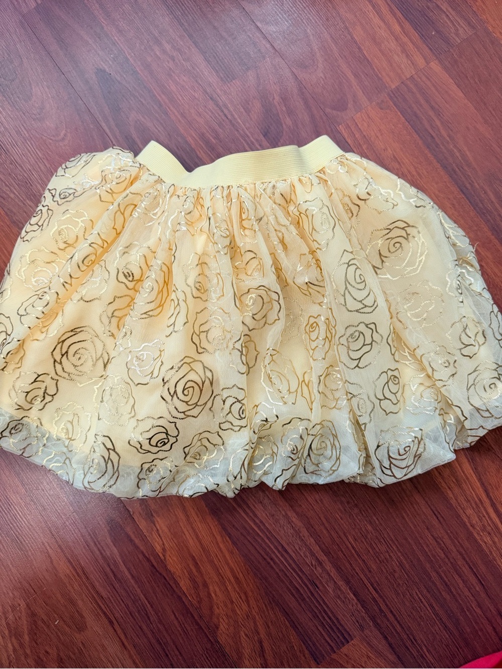 Disney Yellow Belle Rose-Print Tulle Skirt